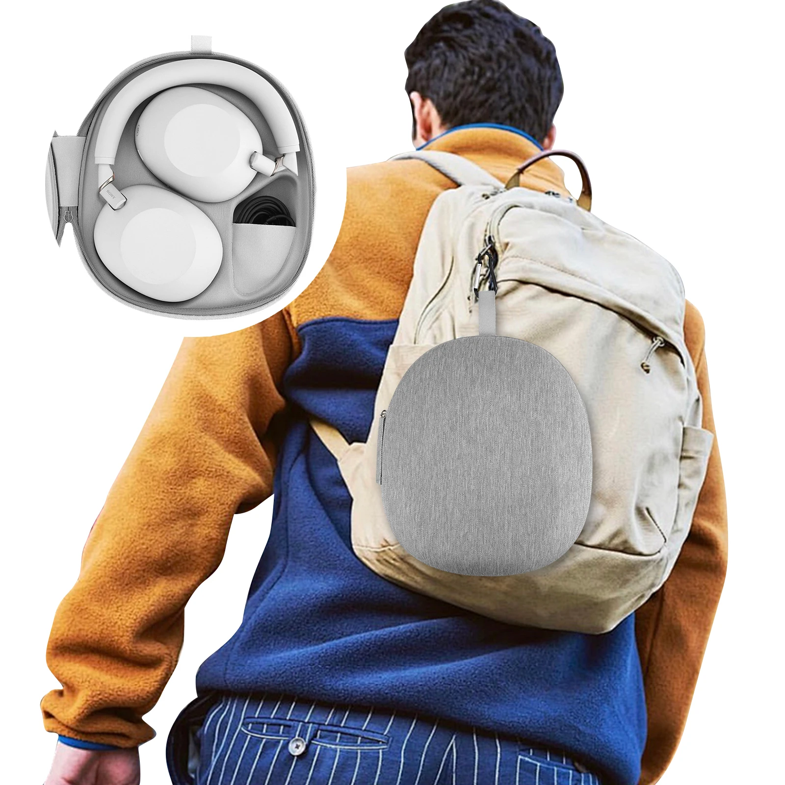 

Жесткий портативный дорожный чехол-сумка для беспроводных наушников Sony WH-1000XM6