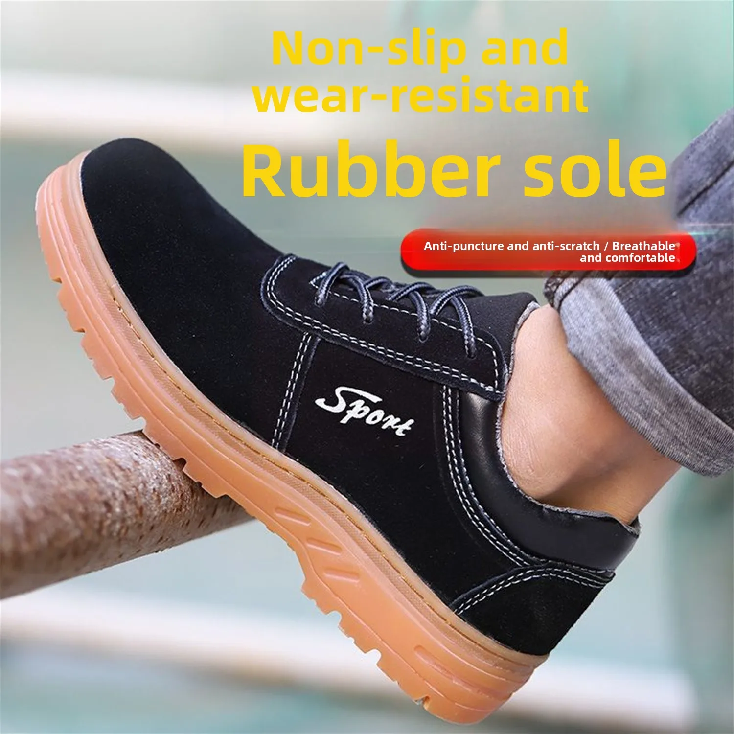 Men's Breathable Cowhide Leather Work Safety Shoes Summer Construction Site Labor Protection Shoes Anti Crush And Piercing