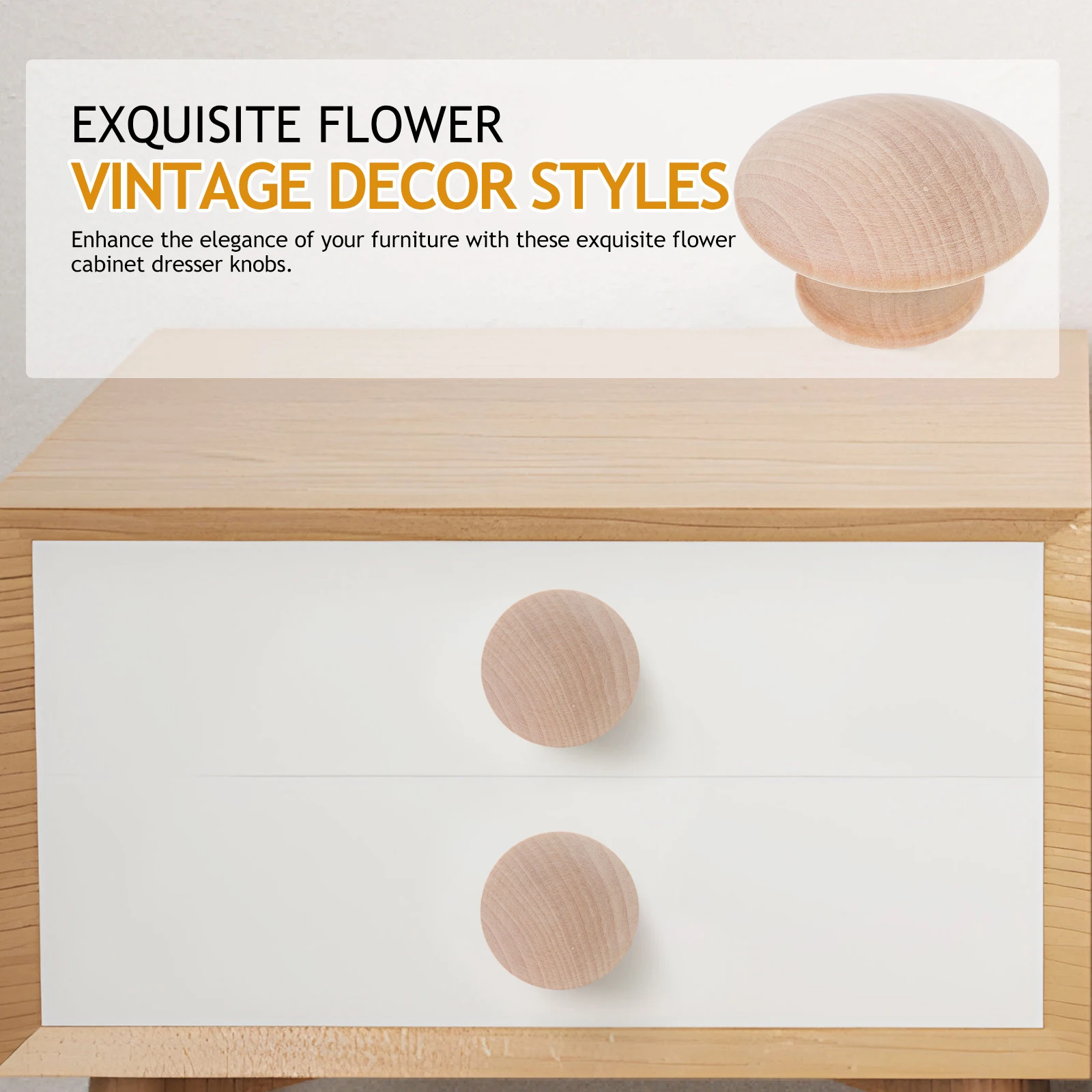 

10 Pcs Wooden Handle Cabinet Door Handles Big Knobs Dresser Pulls European Retro Vintage