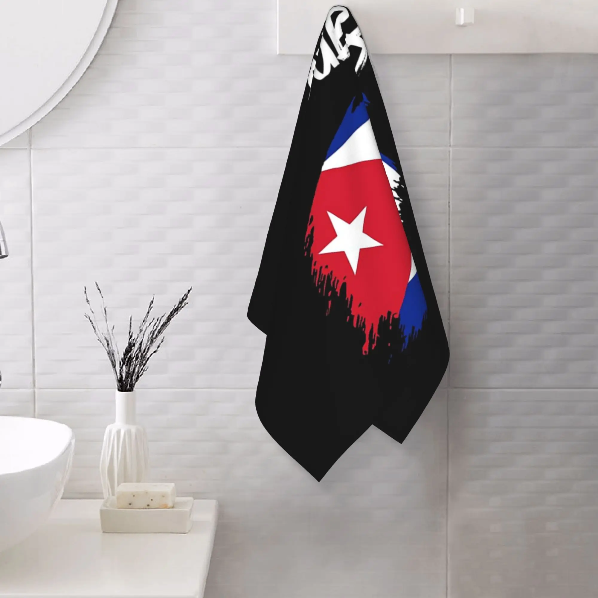 Custom Cuba Cuban flag flag Soft Face Towel Quick Dry Pool Bath Cotton Towels Absorbent Quick