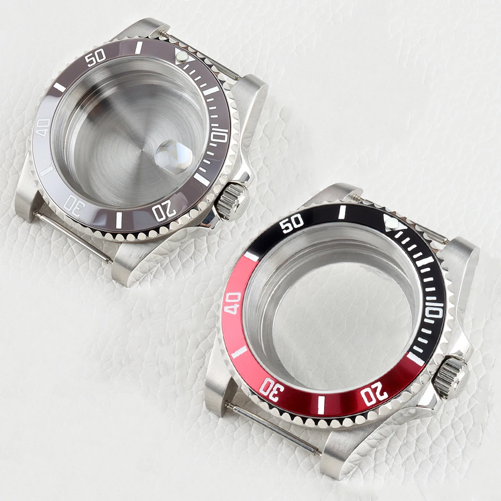 

Silver 40mm NH35 Watch Case Sapphire Glass Solid 316L Stainless Steel for SUB Seiko NH34 NH35 NH36 NH38 Movement 28.5mm Dial