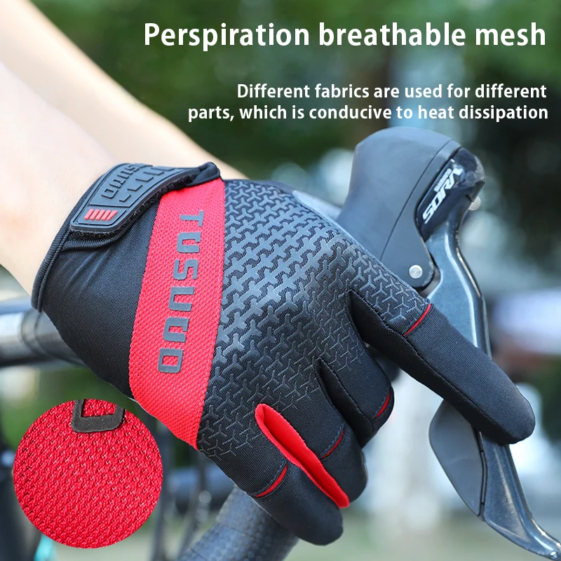 

TOSUOD Full finger gloves, silicone shock absorption and breathability, mountain bike riding gloves, half finger road bikes