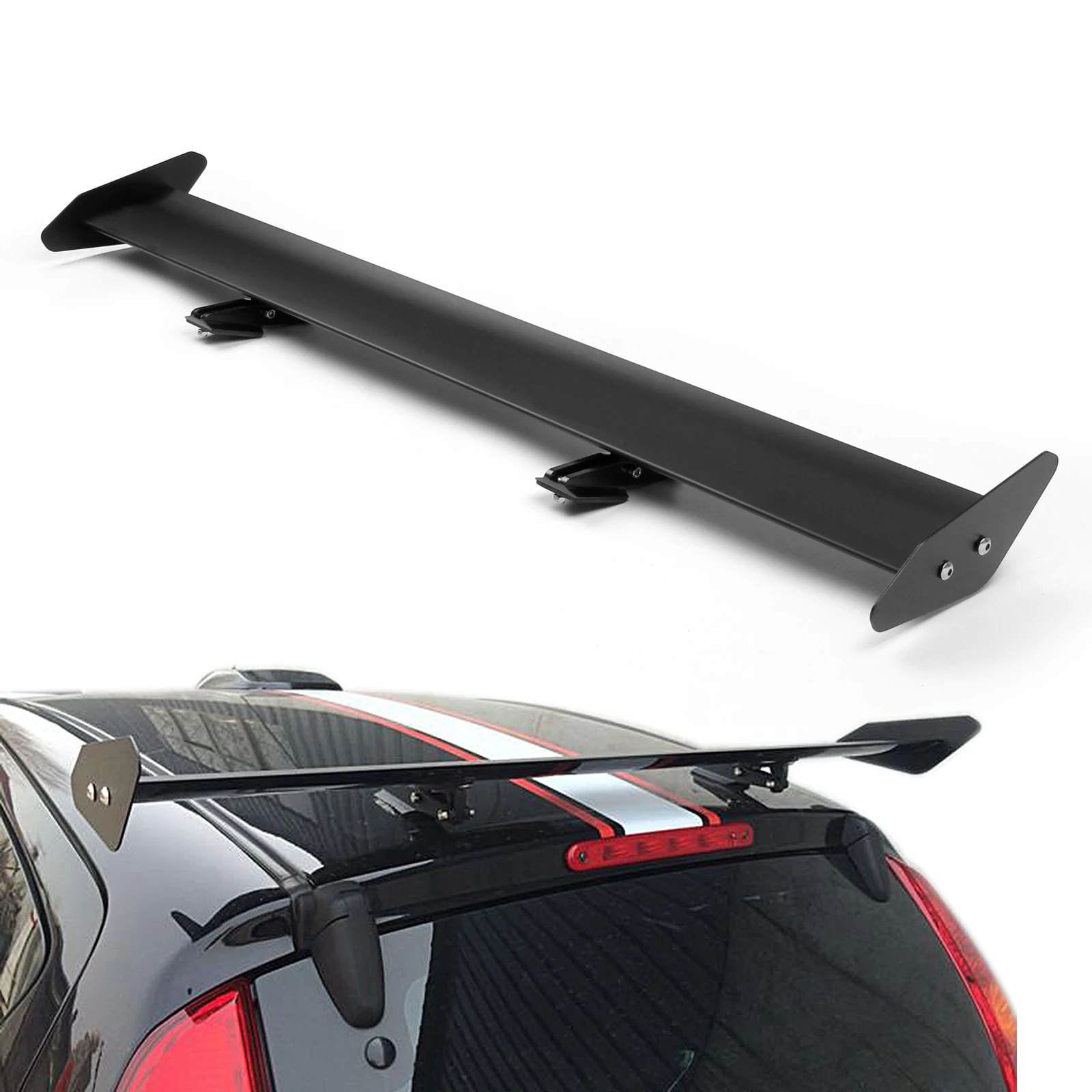 Artudatech Universal Hatch Adjustable Aluminum GT Rear Trunk Wing Racing Spoiler Black 13#