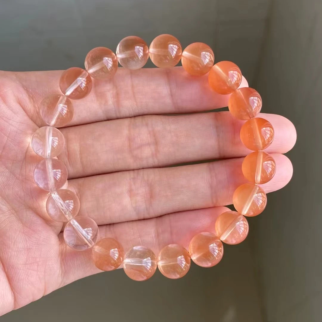 

Natural Rainbow Red Rabbit Rutilated Quartz Clear Round Beads Bracelet 9.5mm Cat Eye Women Men Rabbit Rutilated AAAAA