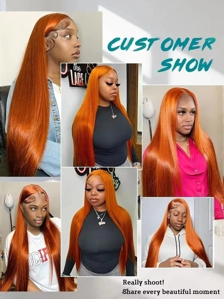 SoulGlow 30 дюймов 250% Имбирно-Оранжевый 13x6 Парики из натуральных волос на кружеве спереди Прямые человеческие волосы 13x4 Прозрачный парик на фронтальной части шнурка Парик Remy