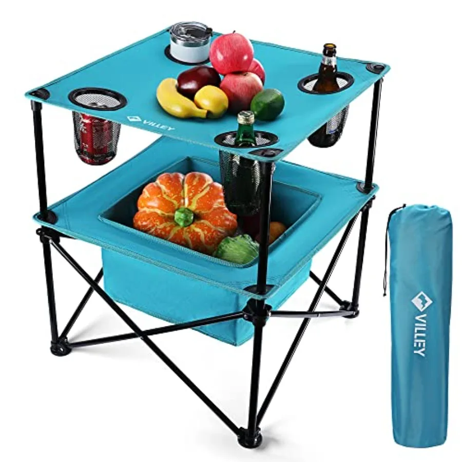 

Portable Camping Picnic Table Lightweight Folding Beach Table with 4 Cup Holders and Carry Bag for Camp Travel Fishing and Outd