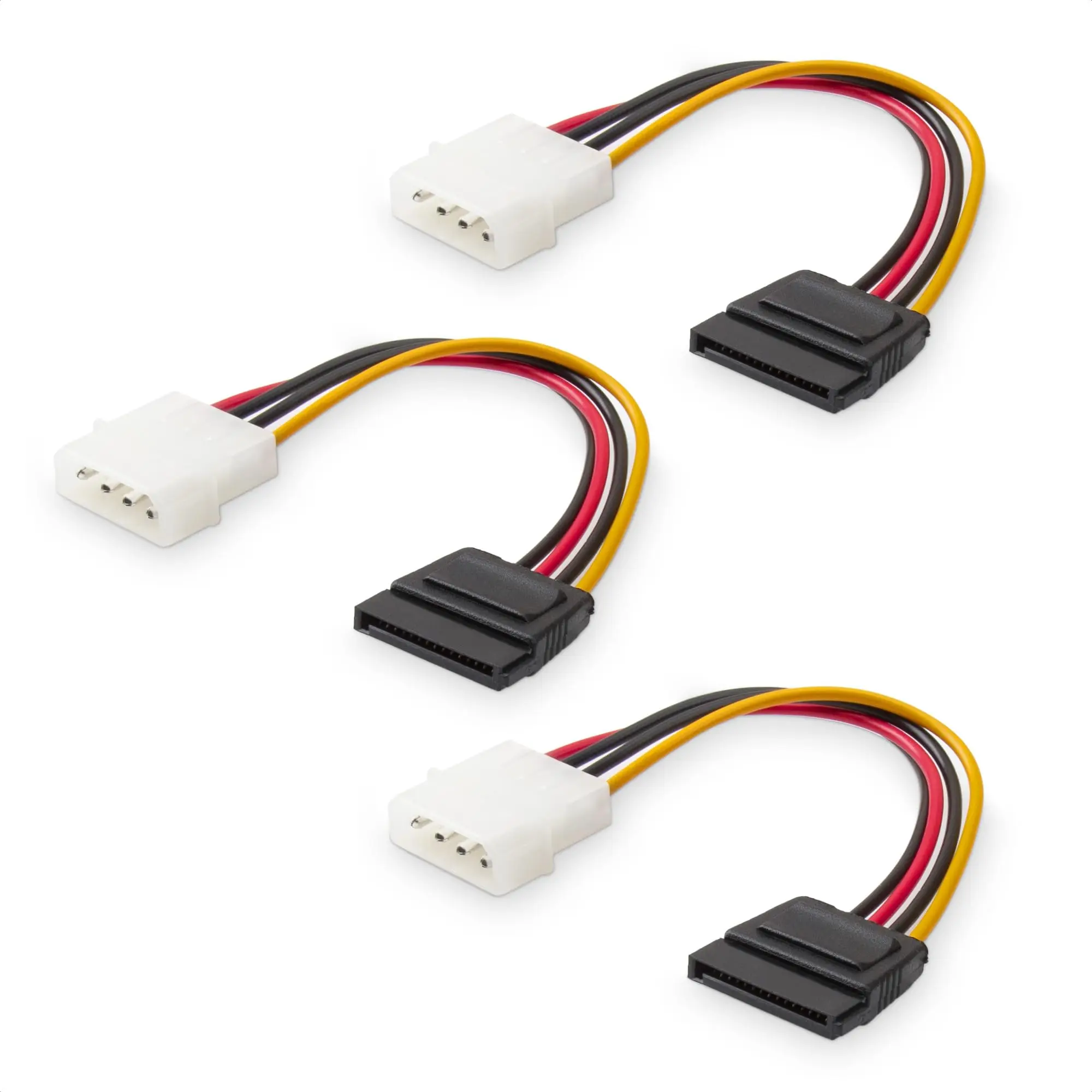 3-Pack 4 Pin Molex to SATA Power Cable Serial ATA Y Splitter Hard Driver Dual Extension Cord Adapter Connector