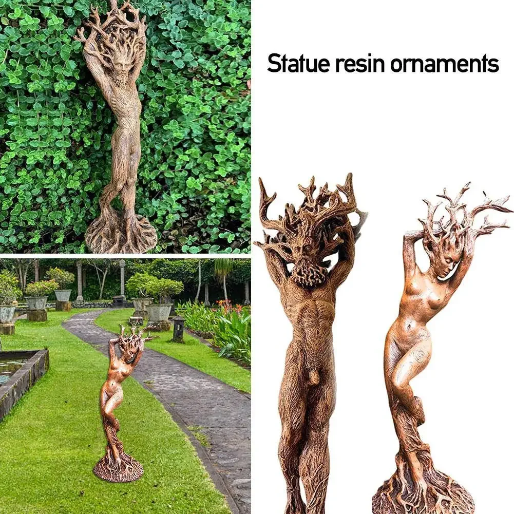 Forest Goddess Statue Resin Ornaments Garden Handicraft Tree God Ornament Crafts Ornaments Green Man Statue Tree God Ornaments