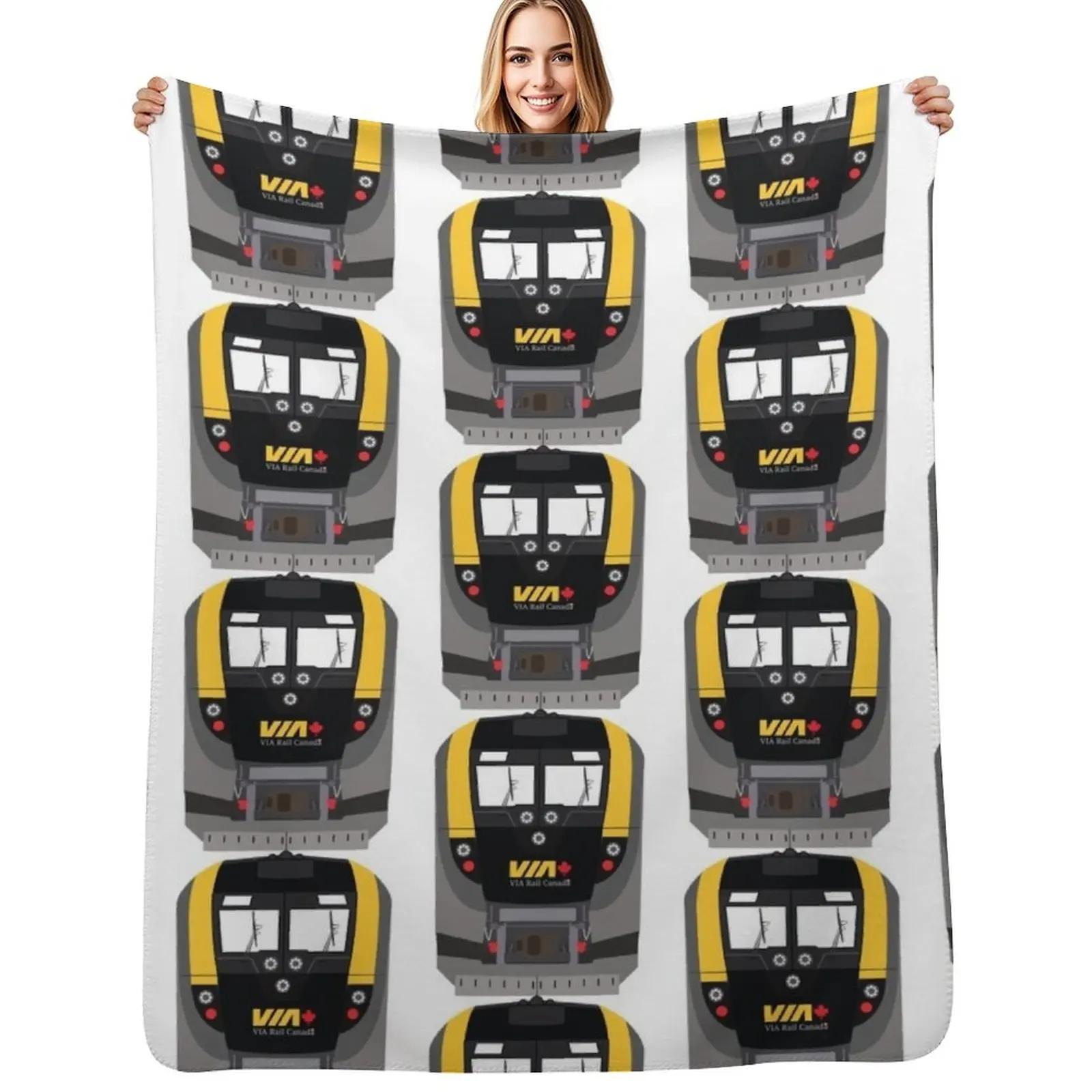 VIA Rail Canada New Locomotive Throw Blanket Reusable Durable Soft Blanket for All Seasons