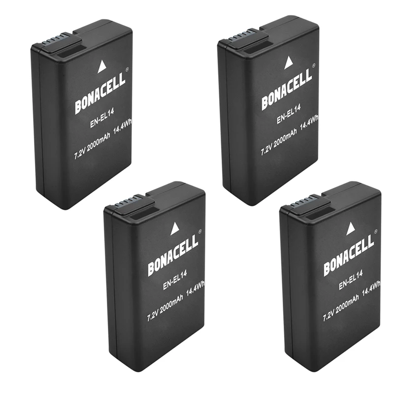 Bonadget 2000mAh EN-EL14 ENEL14 EN EL14 Bateria Camera + Dual Carregador Para Nikon D5200 D3100 D3200 D5100 P7000 P7100 MH-24