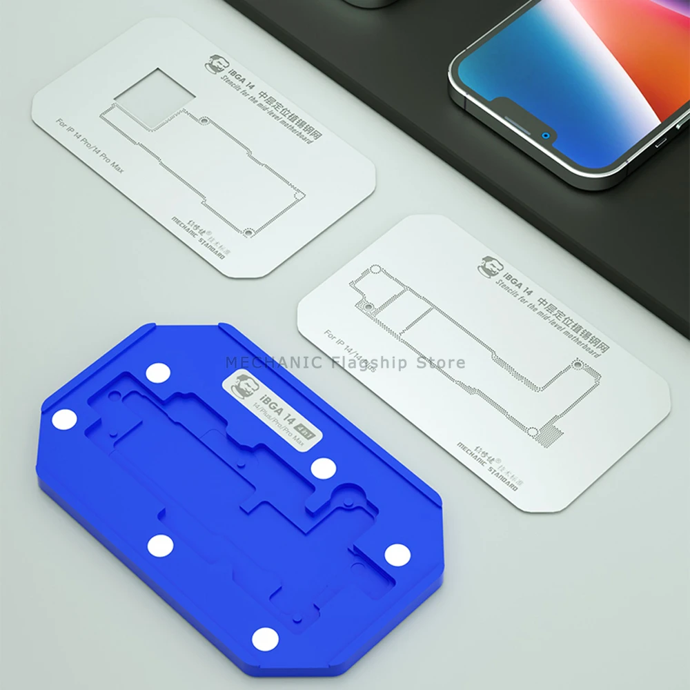 Platform pemasangan timah mekanis IBGA 14 4 In 1 untuk IPhone IP14 14Plus 14pro Max pemosisi Motherboard level menengah alat tanaman timah