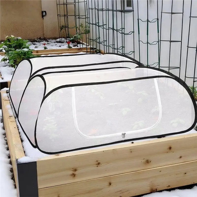 SHGO-For Raised Garden Bed Protection 2 Pcs -Up Garden Rows Plant Covers Protector With Net And Stakes