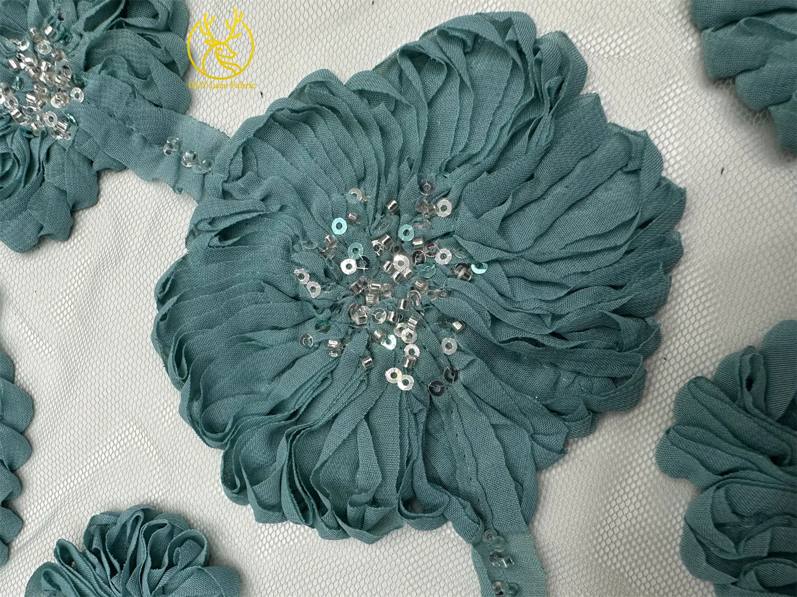 Burgunderroter 3D-Spitzenstoff, afrikanischer Perlen-Spitzenstoff, 5 Yards, nigerianischer Tüll, Pailletten-Spitzenstoff, Party, Damen, Hochzeitskleid, Nähen – Detail 10