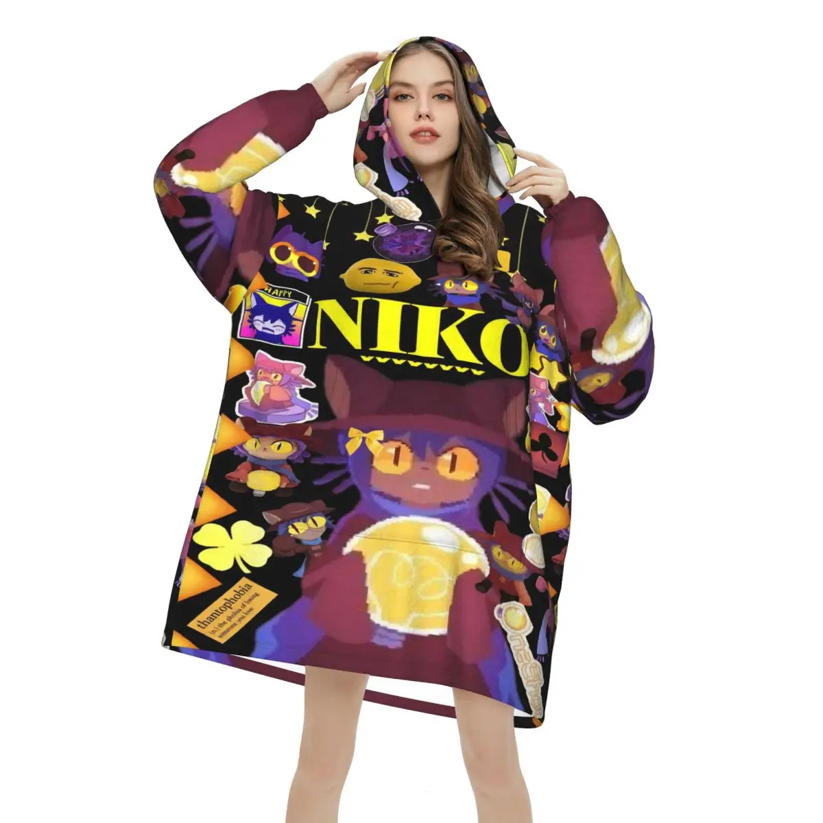 OneShots Niko Wearable Blanket Hoodie for Women Men Oversized Sweatshirt Blanket with Pocket