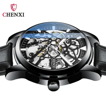 CHENXI 8812 2023 new Hollow Out automatic men&#x27;s waterproof leather strap luminous mechanical watch genuine men&#x27;s free shipping