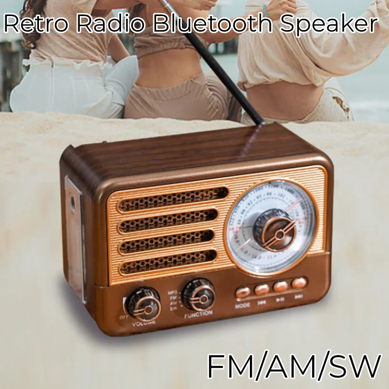 Retro Portable Radio Wireless Bluetooth HIFI Speaker Stereo AM/FM Radio Receiver Player USB TF Card AUX MP3 Digital Player