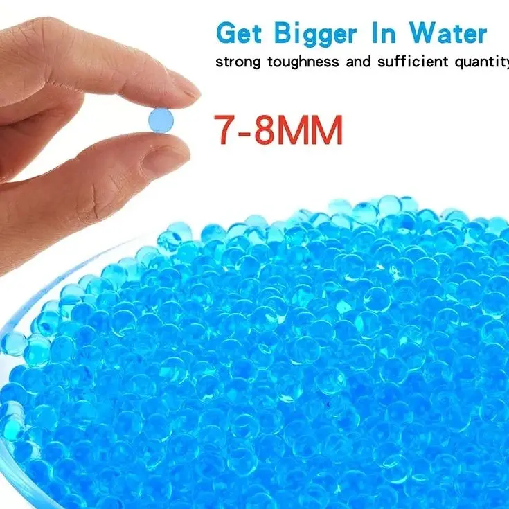 Gel Ball Gun Blaster Ammo Refill Water Beads Splat Bullets 7-8mm Growing Rainbow Splatrball for Gel Crystal Jelly Beads Toy Blue