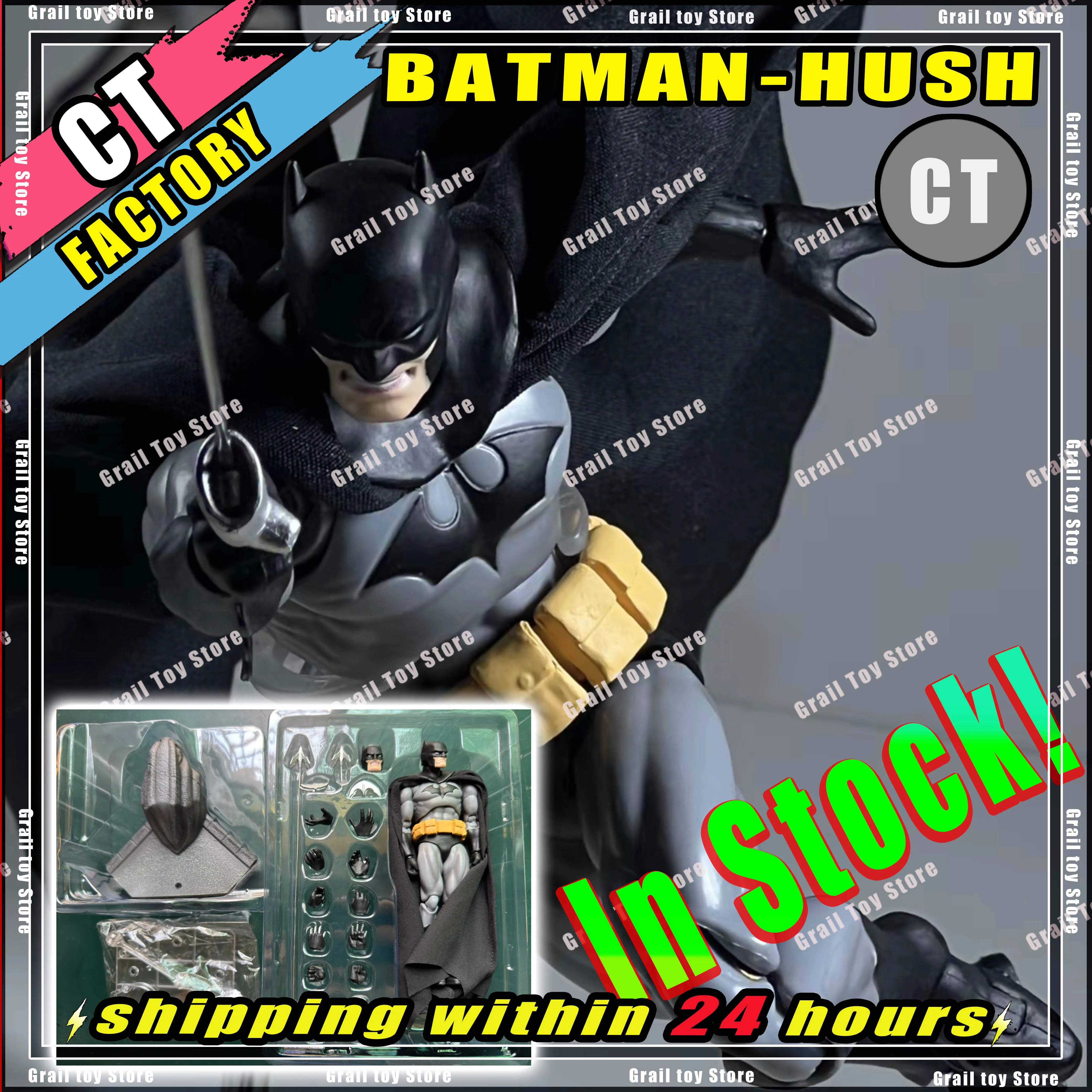 

In Stock Ct Toys Batman Hush Anime Action Figure Mafex 126 Black Version Bat Man Figurine Statue Model Custom Kids Gifts Toys