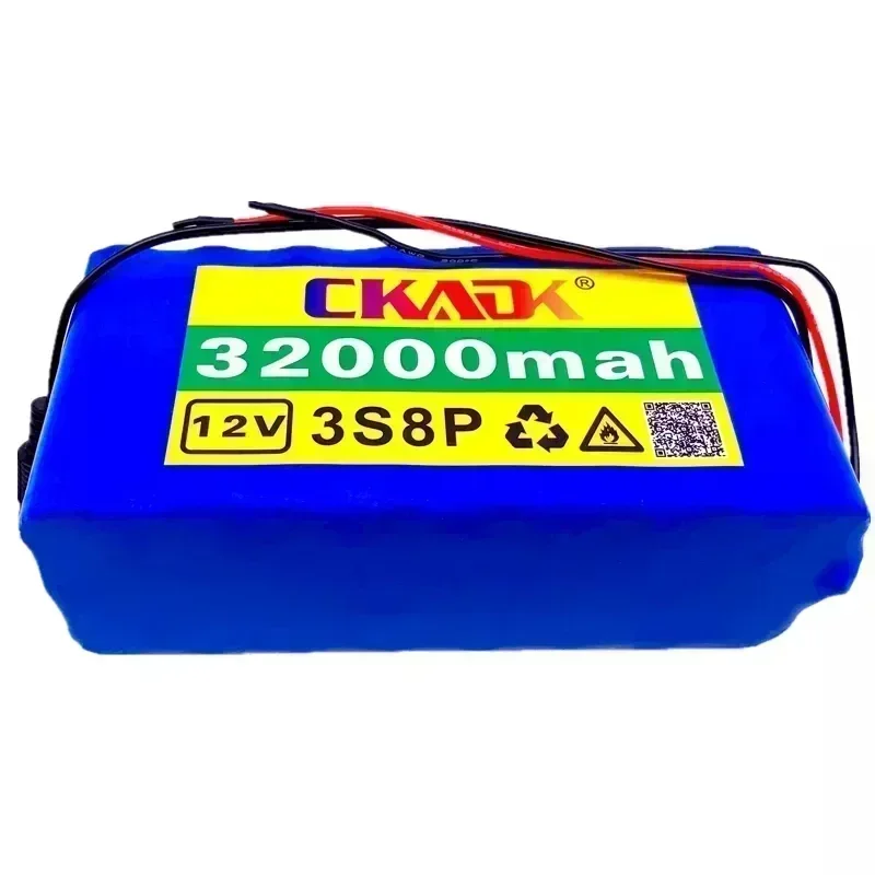 18650 3s8p battery pack large capacity 12v 32Ah 18650 lithium battery protection board 12v 32000mAh for inverter miner's lamp+BM