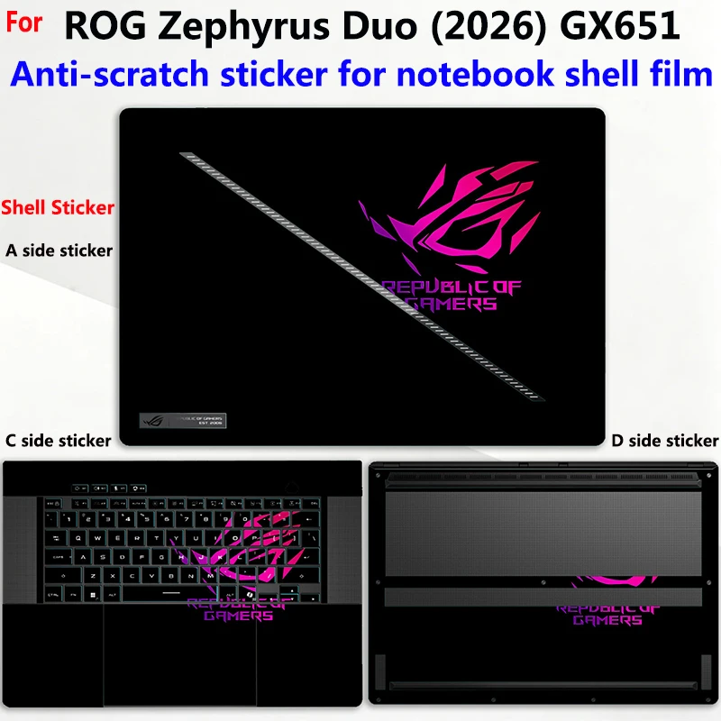 Suitable for ASUS ROG Zephyrus Duo 2026 GX651 Notebook Beauty Sticker Protective Film Double Screen Shell Sticker Anti-Scratch F