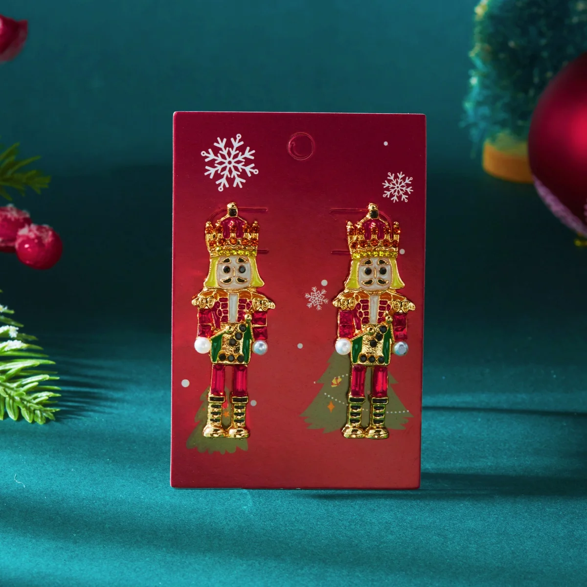 Weihnachten Ohrringe Cartoon Strass Imitation Perle Soldat Tropfen Ohrring Nettes Lustiges Geschenk Für Frauen Männer Neujahr Party Schmuck