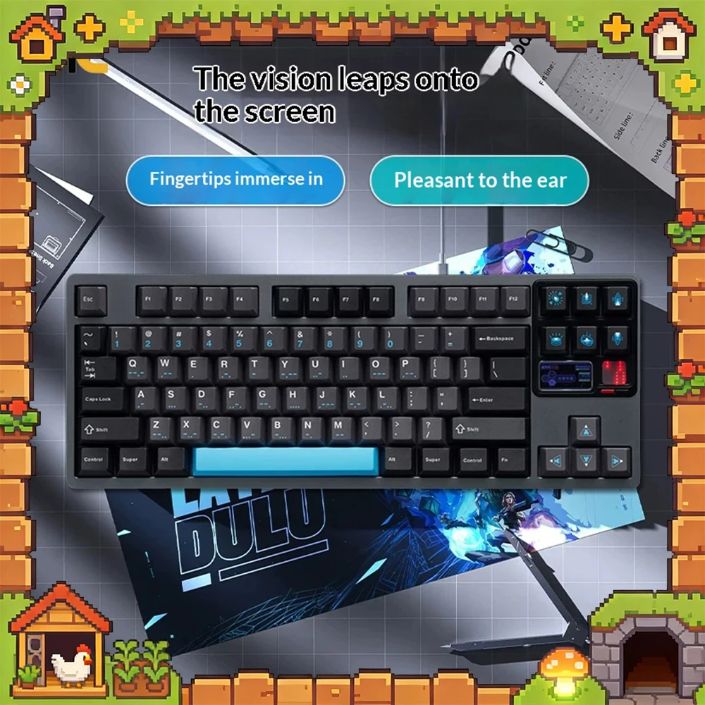 TickType QK65MK3 Gaming Keyboard Gasket Structure Multifunctional Interactive Color Screen Wireless Keyboard Adapting Bluetooth