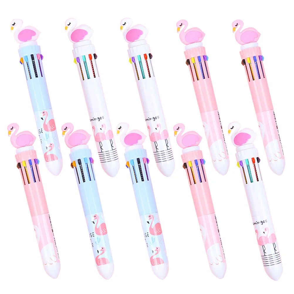 10 Pcs Ballpoint Pens Retractable Colored Writing Smooth School Colorful Retractable Pens Home