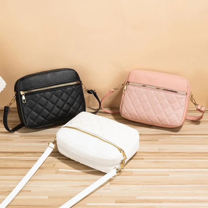 PU Leather Crossbody Bags Zipper New Fashion Shoulder Bag for Women Large Capacity Embroidery Thread Small Purse and Handbags