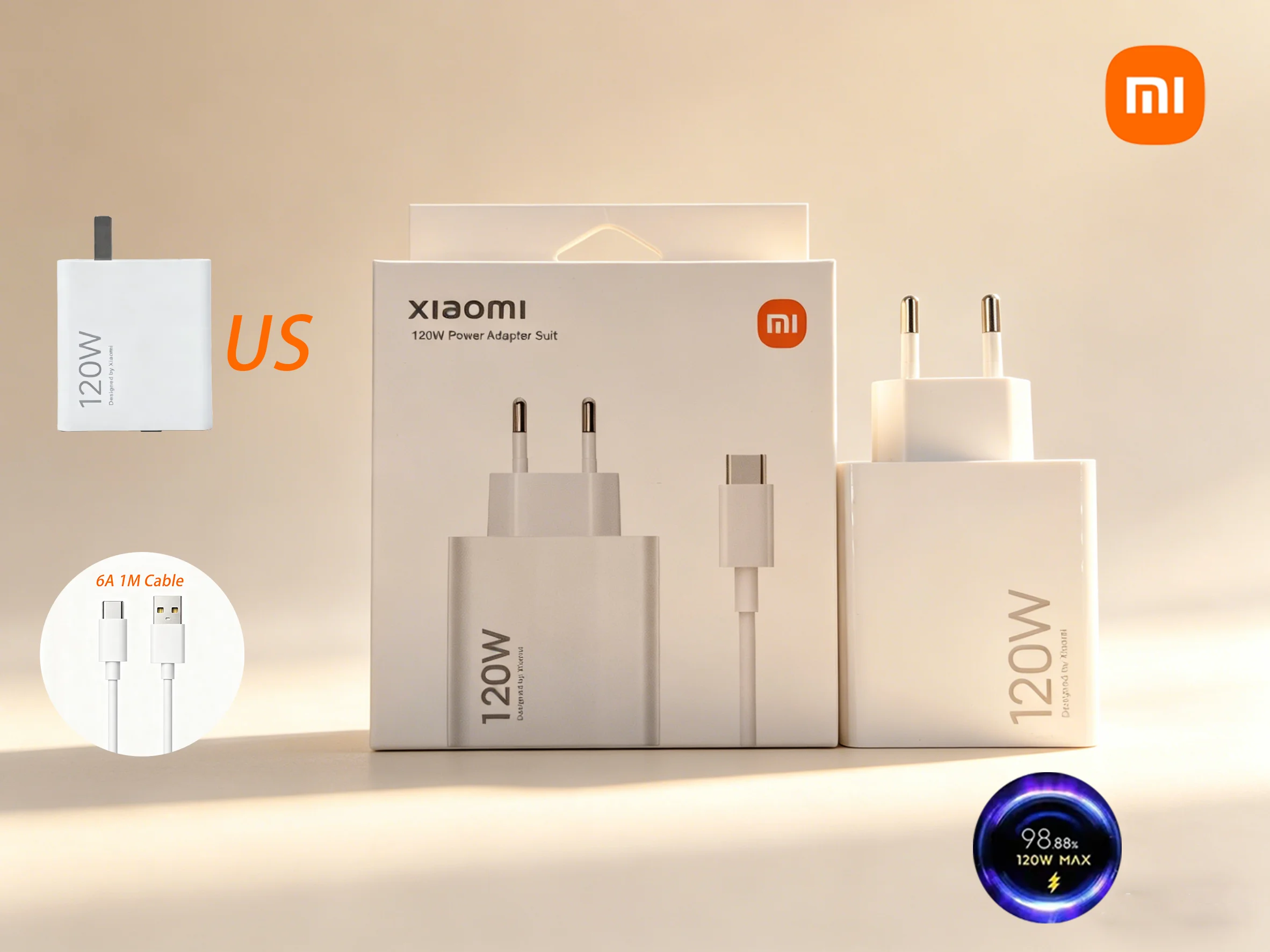 Carregador Xiaomi de 120W com suporte a Turbo Charger, cabo de carregamento de 1M 6A para Mi 14, 13, 12, 11 Ultra, Lite, 12T Pro, Poco X5