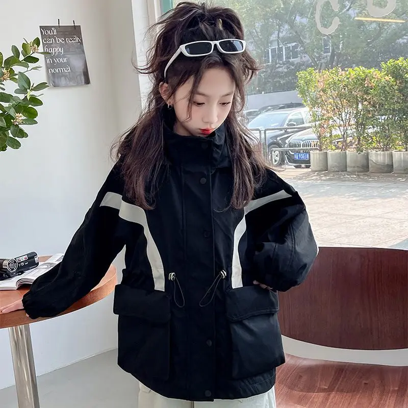 

Stylish Hooded Windbreaker Jacket for Girls Toddler Spring Autumn Outerwear Kids Girls' Coat with Fashionable Children's Jacket