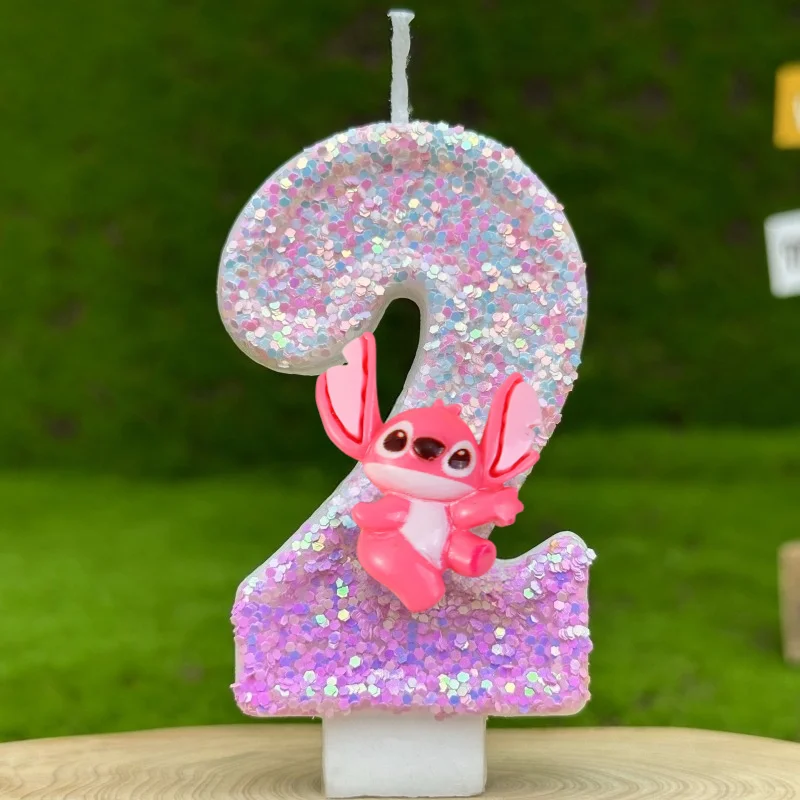 جديد أنيمي ليلو وستيتش 0-9 عدد شمعة لطيف ثلاثية الأبعاد Kawaii غرزة شخصية كرتونية كعكة حفلة المكونات في كعكة عيد ميلاد الديكور