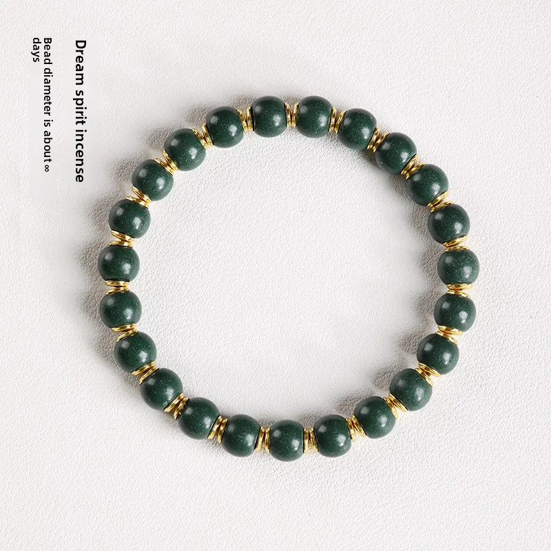 Chinese Style Auspicious Good Luck Blessing 8mm Handmade Natural Incense Beads Bracelet Single Strand Long Lasting Fragrance Tra