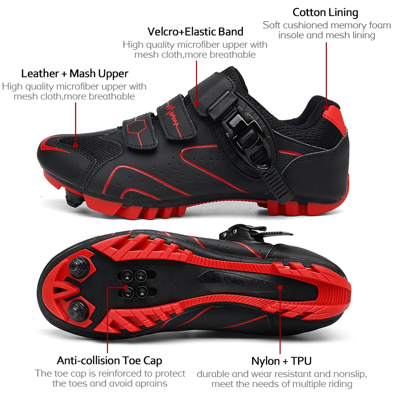 Men Cycling Sneakers MTB Shoes Anti Slip Breathable Clip Mountain Bike Footwear Self-Locking SPD Cleat Cycling Shoes for Shimano