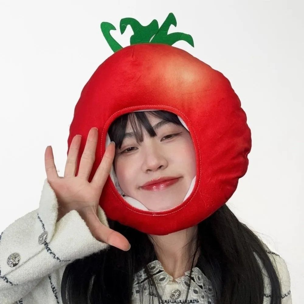 

Tomato Creative Fruit and Vegetable Hat Playful Soft Nutrition Month Hat Thick Funny Pullover Cap Photography Props