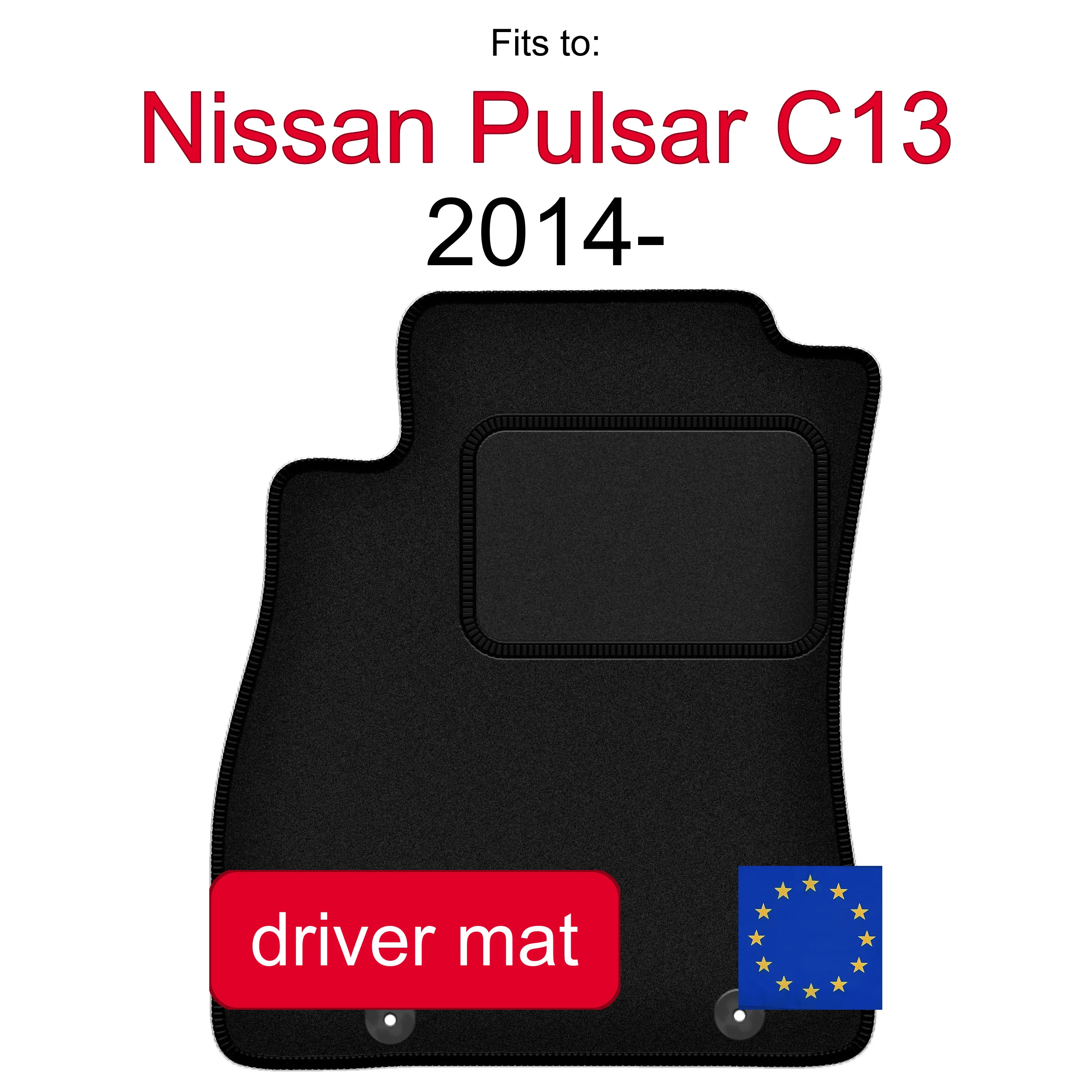 Velour tapijt voor bestuurderszijde voor Nissan Pulsar C13 hatchback (2014-) -Zwart (1 stuk)