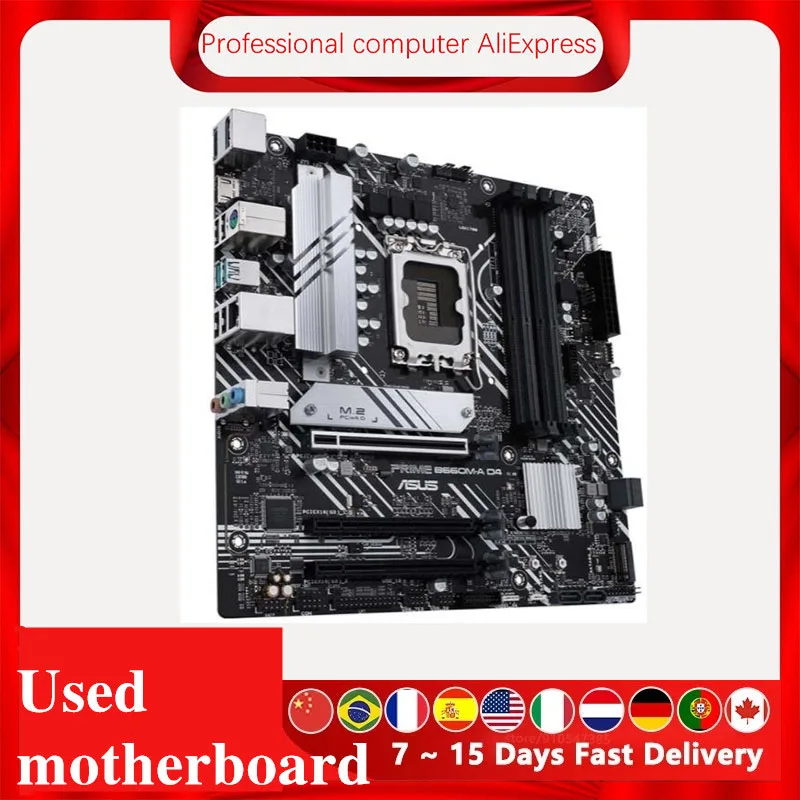 Imagem -02 - Placa-mãe Original Intel Desktop Usada para Asus Prime B660m-a d4 Suporte Lga 1700 12400f 12400 i3 12100f