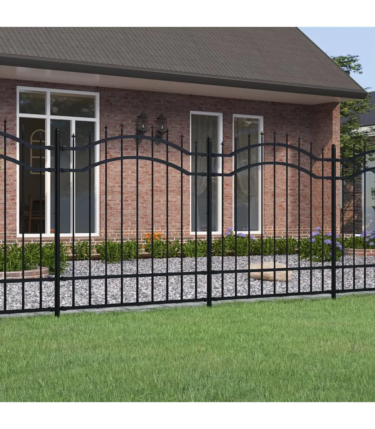 165cm black coated steel spearhead garden fence fence panels