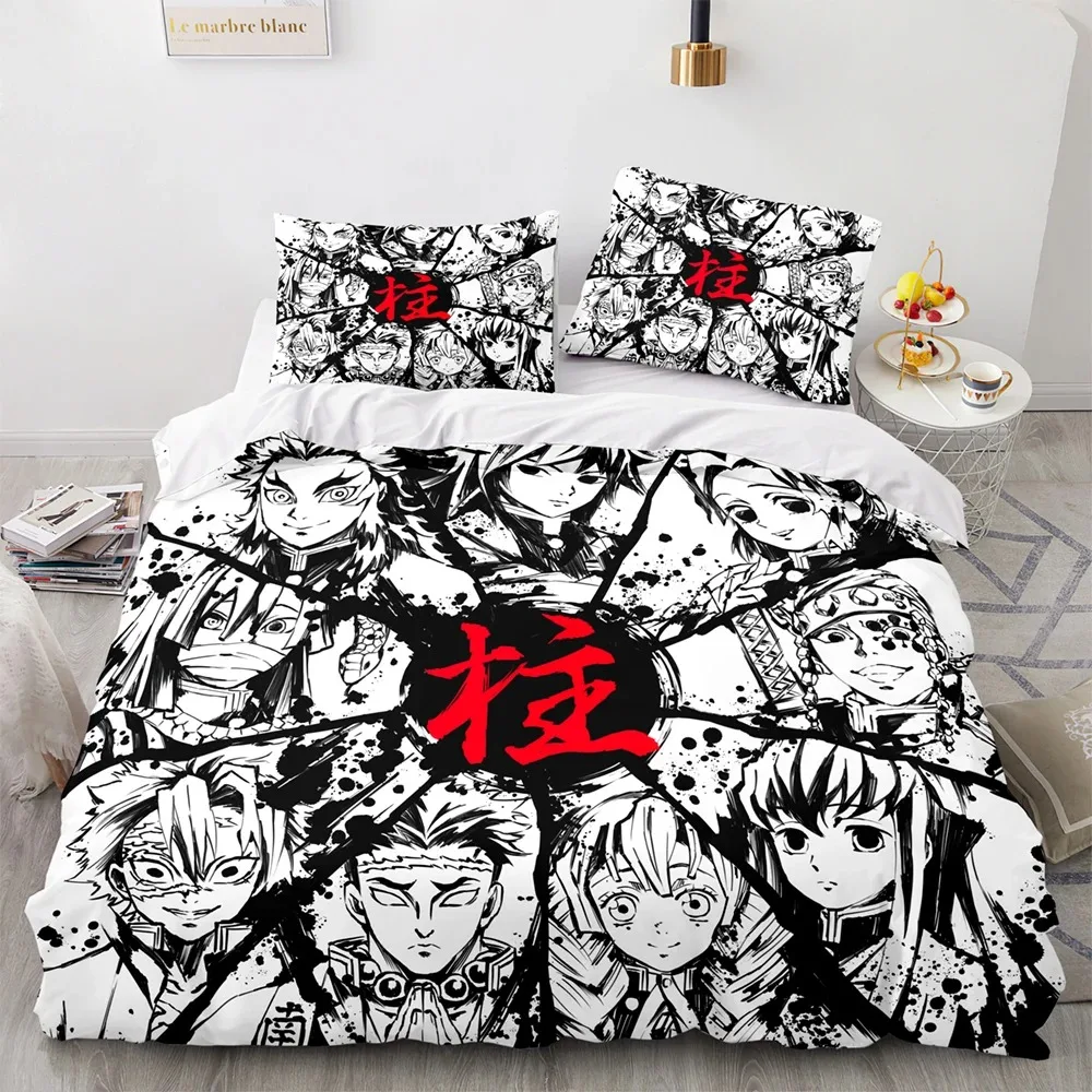 

Demon Slayer Bedding Set Single Twin Full Queen King Size Anime Kawaii Bed Set Aldult Kid Bedroom Duvetcover Sets 3D 2022