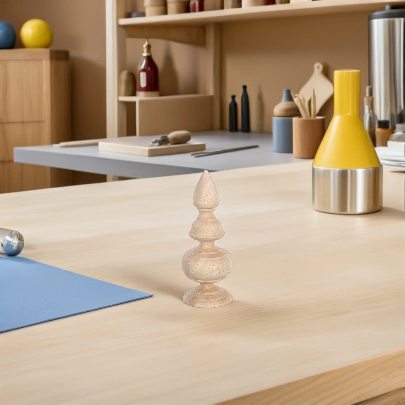 

2pcs Wooden Finials Unfinished Natural Wood Decorative Posts Topper For Bed Frame Curtain Rod Staircases Furniture Durable Solid