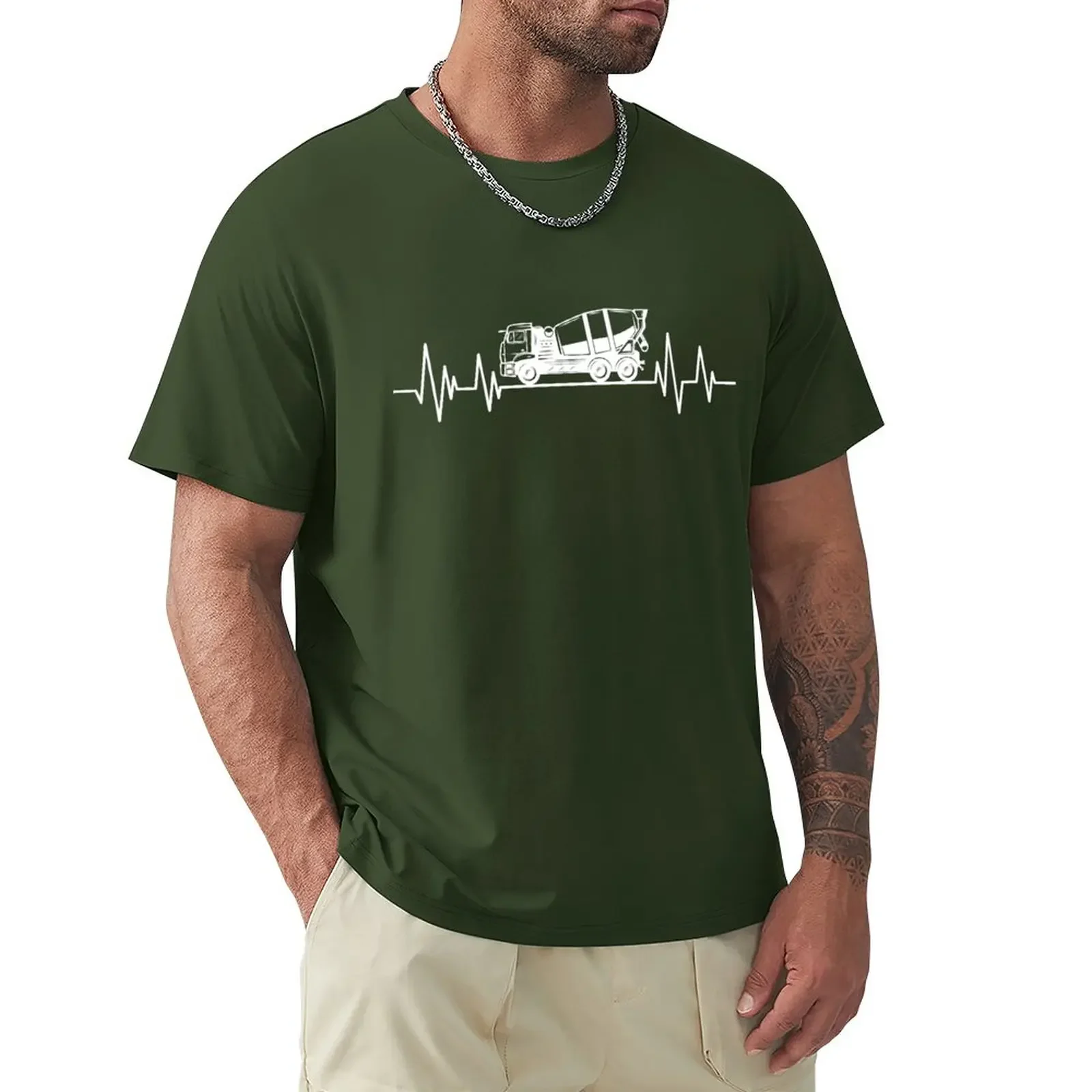 

concrete mixer truck Driver heartbeat Birthday concrete mixer machine lover T-Shirt quick-drying mens graphic t-shirts