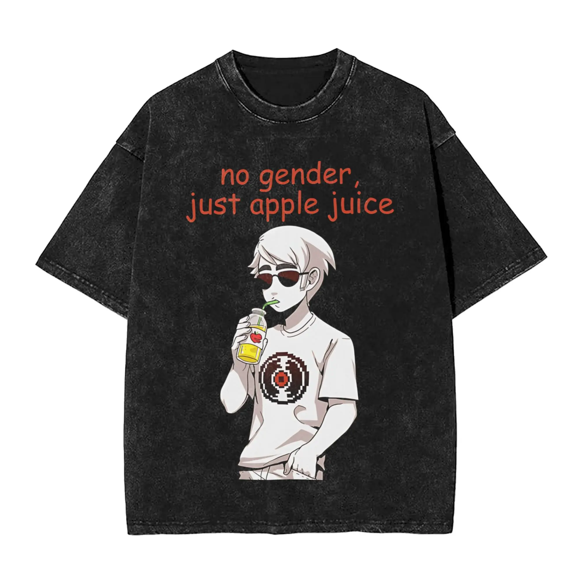 Dave Strider sin género, solo jugo de manzana, camisetas Homestucks, camiseta de calle lavada de Hip Hop, moda para hombres y mujeres, camisetas de calle