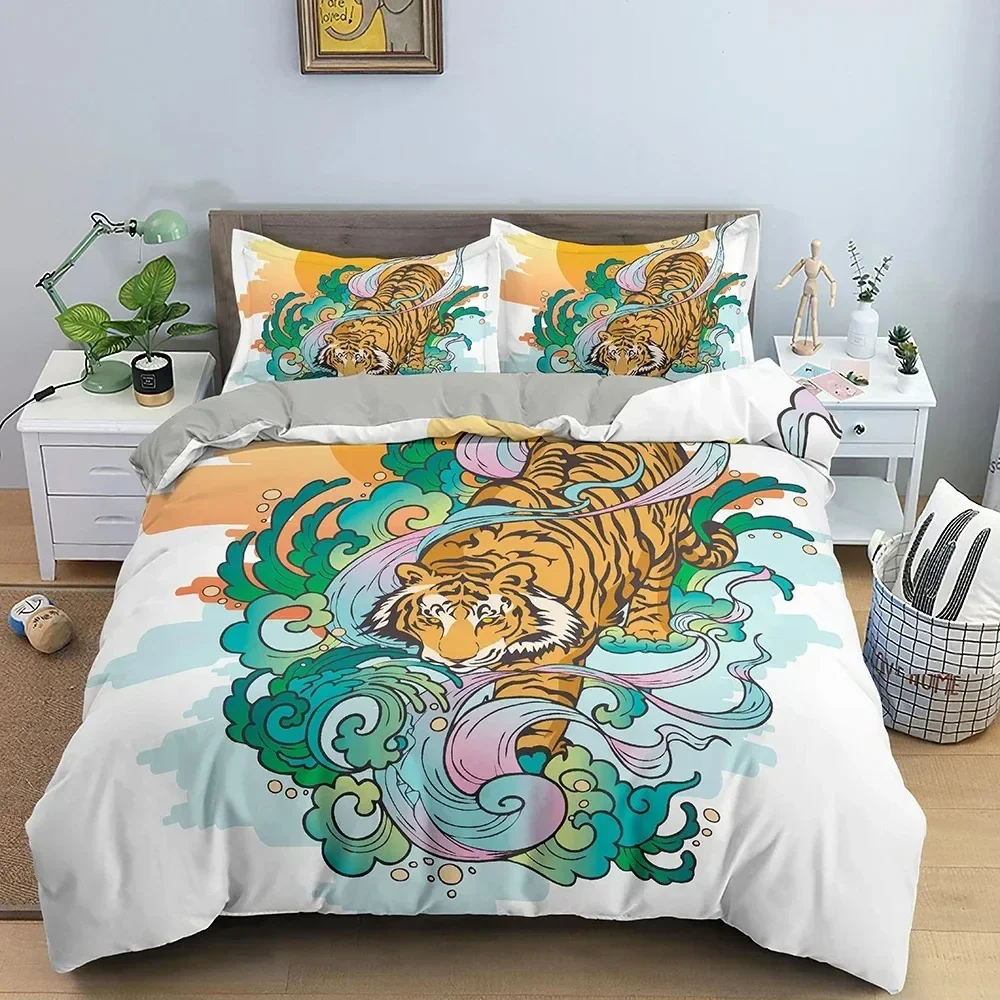 

Tiger Print Duvet Cover Set Pattern Bedding Set To Queen King Size Comforter Cover With Pillowcase For Home Textile