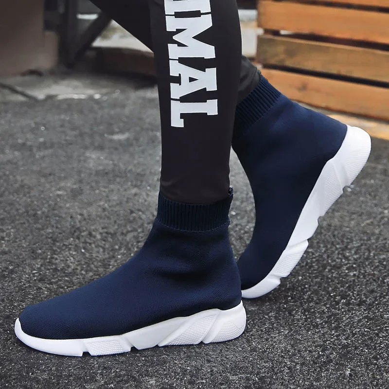 Couple Socks Sneakers Women Men Knit Mesh Upper Breathable Sport Sock Boots Woman Chunky Shoes High Top Light Walking Trainers