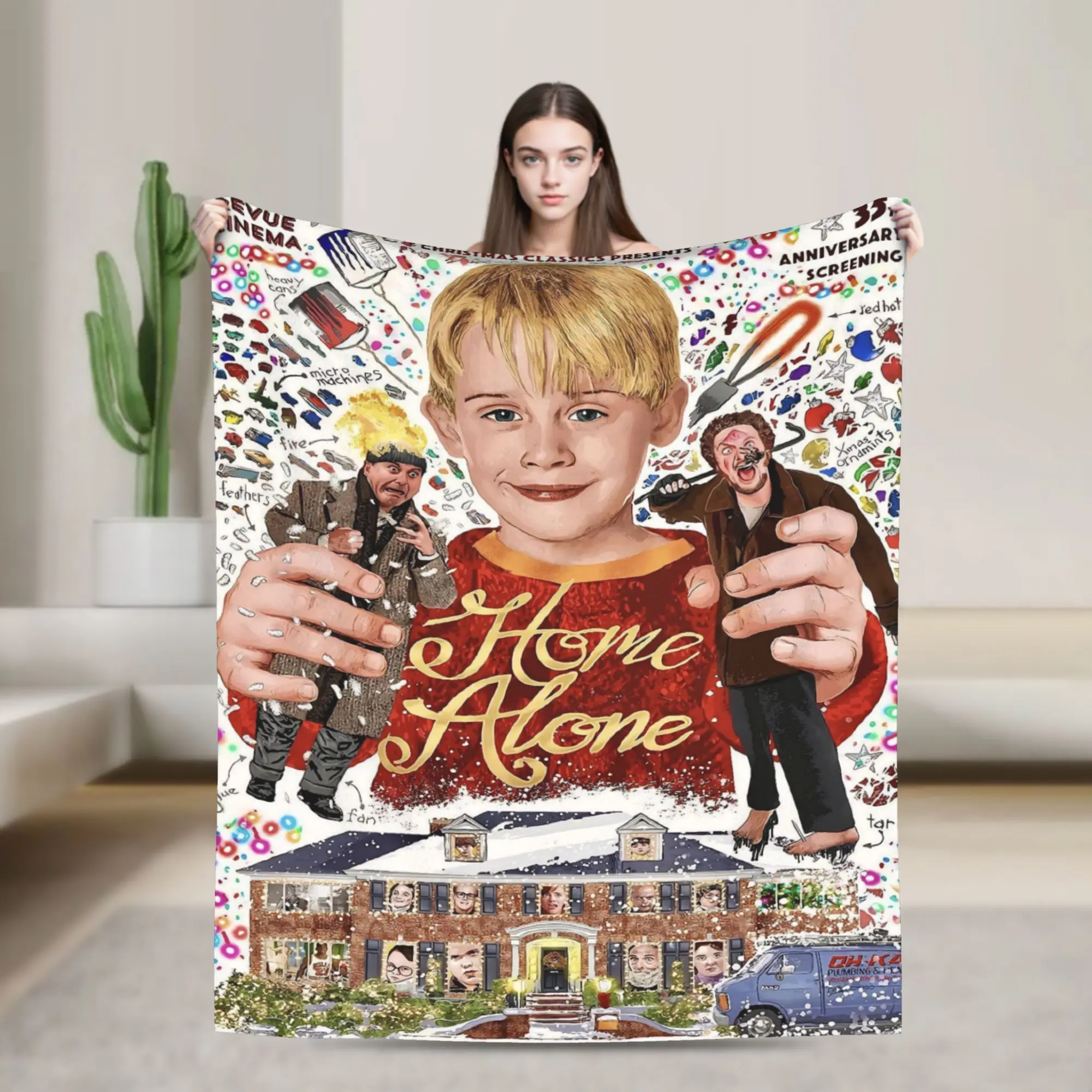 Homes Alones merry Christmas Xmas Blanket Ultra Soft  Throw Blankets for Sofa 50x60 Inch Multi-size Plush Thin Quilt