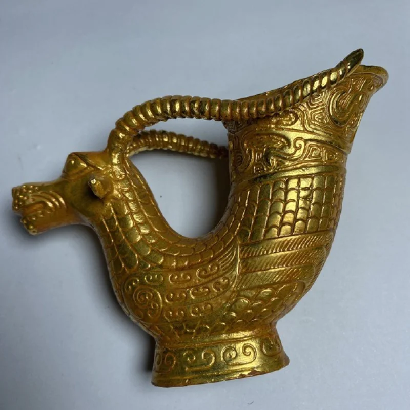 

Antique Style Qing Dynasty Qianlong Year Made Gilded Sheep Horn Wine Cup Home Decor Craft Ornament Sheep Horn Cup