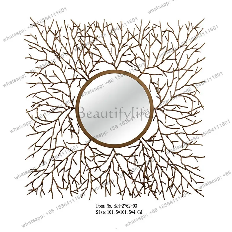 yj21 American creative wrought iron wall hanging decorative mirror living room background wall art pendant dining side enigma mi