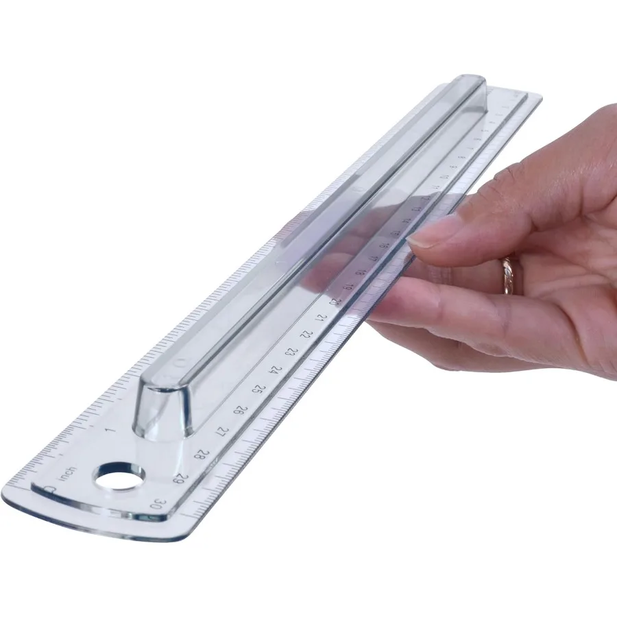 Smoke Gray Ruler 12 Inch - Plastic Ruler with Finger Grips for School Office