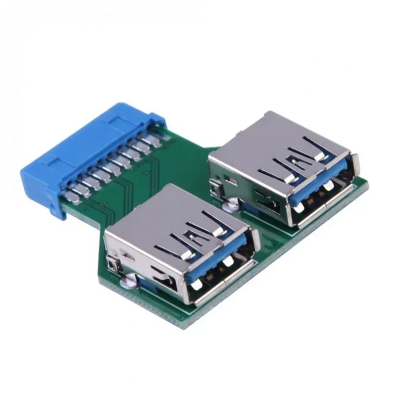 

19-контактный разъем USB 3.0 «мама» на 2-портовый гнездовой адаптер-конвертер Разъем для печатной платы Материнская плата ПК Материнская плата USB3.0 Удлините 20 контактов