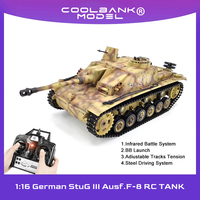 Coolbank HL 3868-1 1:16 Modify Upgraded German StuG III Ausf. F-8 RTR RC Tank 360° Turret Hobby RC Toys with Smoke, Sound lights