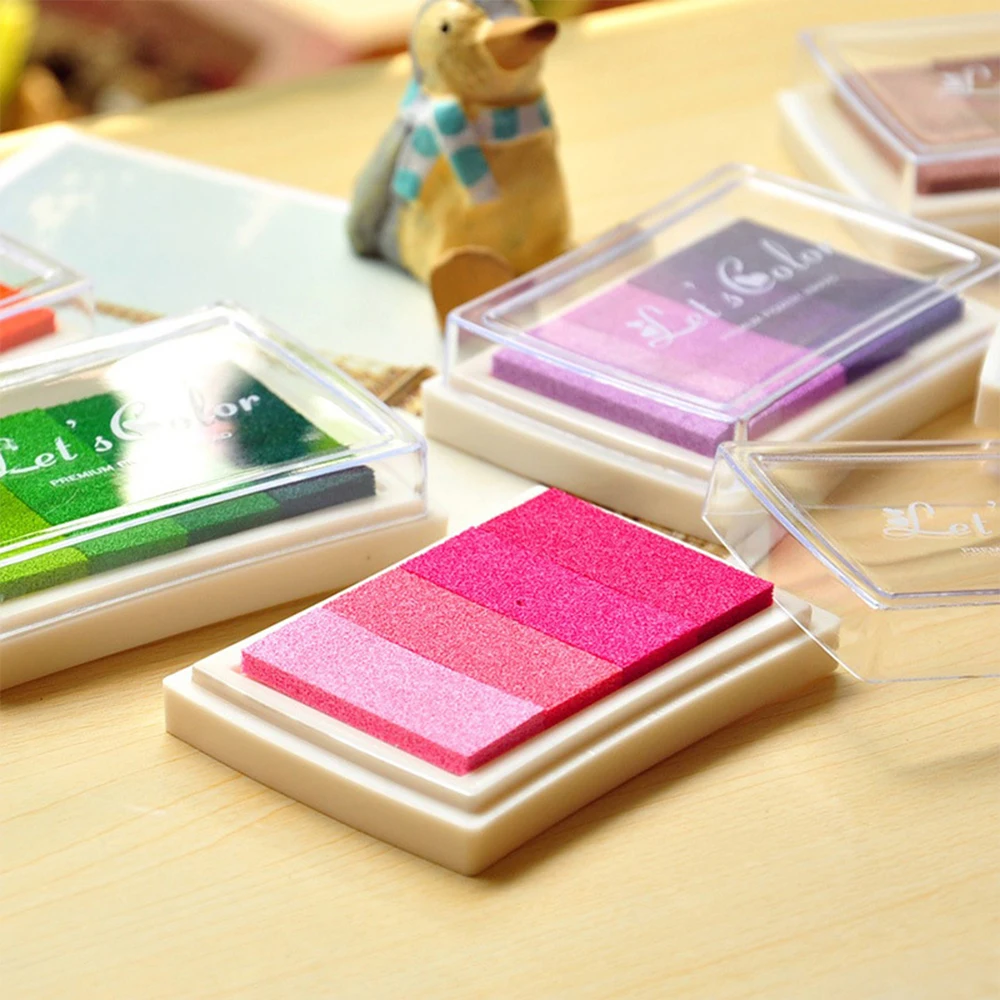 DIY Ink Pad Set Gradient Color Creative Rubber Stamp Hand Account Photo Album Scrapbook Paper Decoration School Stationery